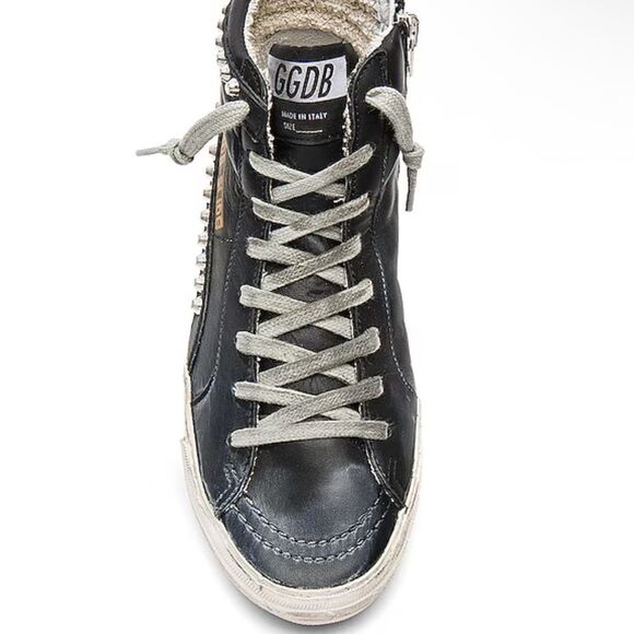 Golden Goose  Slide Sneaker in black leather studs size 37 - Picture 5 of 9